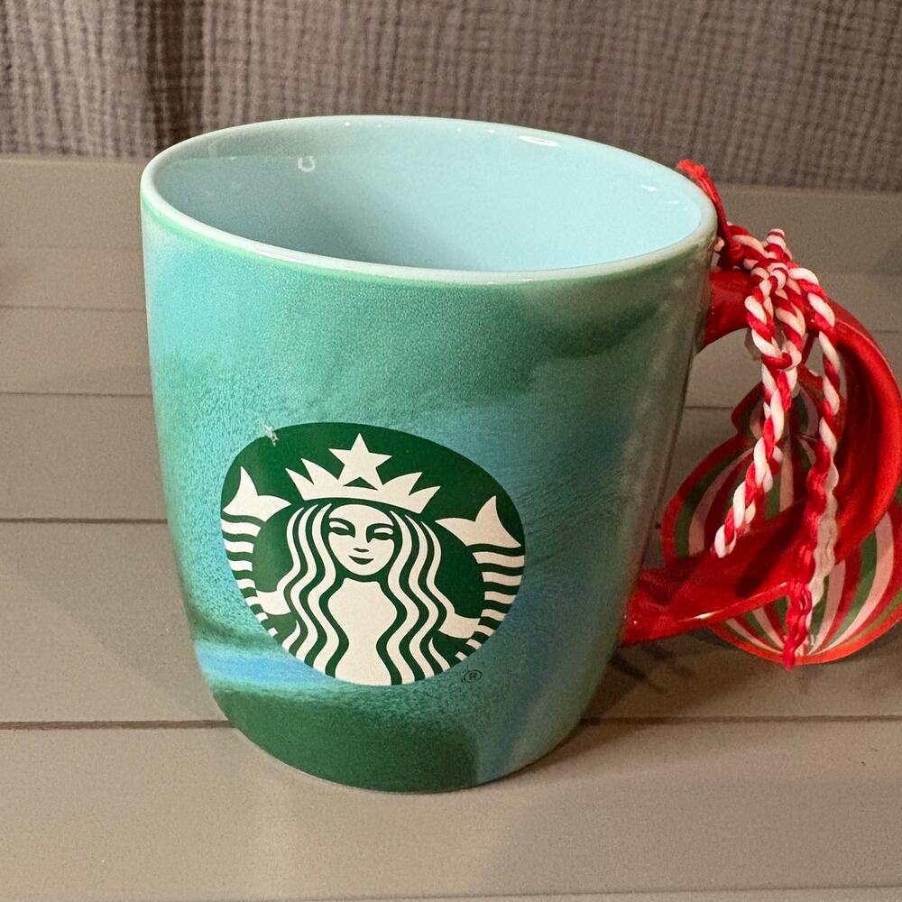 NWT Starbucks Porcelain Ceramic Green Marbled Glaze Mug